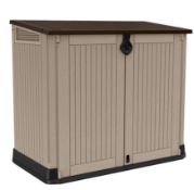 (92/Mez/P) RRP £135. Keter Store It Out MIDI Beige/Brown. 880L Storage Capacity. Stylish Wood Eff...
