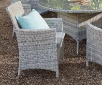 (27/Mez) RRP £100. Hartington Florence Collection Rattan Dining Chair With 1x Cushion. Dimensions...