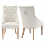 (63/Mez/1C) RRP £180. Annabelle Dining Chairs Set of 2 Natural. Dimensions Of One Assembled Chair...
