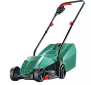 (82/P) RRP £89. Bosch Rotak 32-12 1200W Corded Electric Lawn Mower. 31L Grass Collection Capacity...