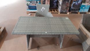 (42/Mez) Lot RRP £400. 2x Items. 1x Rattan Dining Table With Toughened Glass Table Top. (L150x W8...