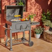 (75/Mez/P) RRP £180. Texas Franklin Charcoal BBQ. Can Cook Up To 20 Burgers At A Time. Chrome Pla...