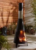 (57/Mez/1D) RRP £99.99. La Hacienda Sarasota Steel Chimenea Black / Silver. (H116x W38x D38cm).
