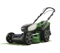 (60/6A) RRP £259 Powerbase Self Propelled Cordless Lawn Mower 40V 56cm. (With 2x Battery & 1x Dua...