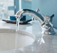 (73/6F) RRP £65. Bensham Chrome Cross Head Luxury Basin Mixer Tap.