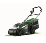 (93/7K) RRP £189. Powerbase 34cm 40V Cordless Lawn Mower. (2x Batteries & 1x Dual Charger Seen).