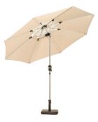 (44) RRP £119. 2.7m Crank & Tilt Parasol With LED Strips Cream. LED Strips Built Into The Spokes....