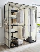 (82) Covered Triple Wardrobe With Storage Cream. Features A Full-Length Hanging Rail, 2 Small Han...