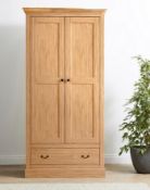 (10) RRP £399. Ashford 2 Door 1 Drawer Wardrobe Oak Effect. Doors Feature Classic Panelling, Draw...