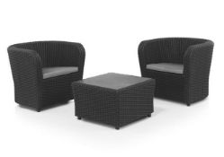 (11) RRP £390. Rattan Bistro Set Black. Made From Recycled Materials. UV Resistant. Dimensions: (...