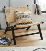 (20) RRP £299. Willow Rattan Accent Chair Natural/Black. Low Lounge Design Is Ideal For Relaxing...