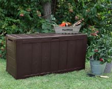(107) Lot RRP £130. 3x Items. 1x Keter Sherwood 270L Deck Storage Box Brown RRP £45, Dimensions:...