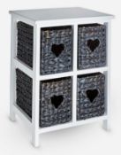 (89) Hyacinth Hearts 4 Drawer Square Unit. Dimensions: (H50 x W32 x D32cm).