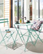 (57) RRP £119. Palma Bistro Dining Set Spearmint. Foldable For Easy Storage. Dimensions: (Table:...