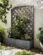 (87) Wide Wood Trellis Planter Grey.