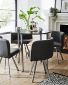 (9) RRP £409. Mia Hideaway Spacesaving Dining Set Grey. Dimensions: (Table: H80 x W75 x D75cm. Ch...
