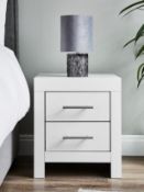 (68) Dakota 2 Drawer Bedside Table White. Features Two Drawers With Slim Metal Handles & Easy Gli...