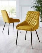 (42) RRP £159. Pair Of Morgan Dining Chairs Ochre/Black. Dimensions: (H92 x W54 x D52 cm).