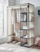 (90) Covered Double Wardrobe With Storage Cream. Features A Full-Length Hanging Rail With 5 Small...