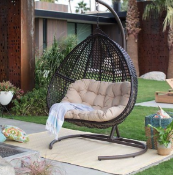 (7) RRP £499. Double Teardrop Hanging Egg Chair Grey. (Photo For Illustrative Purposes Ð Colour &...