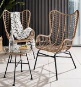 (17) RRP £359. Miami Bistro Lounge Set Natural. Dimensions: (Chairs: H100 x D70 x W70cm / Table:...