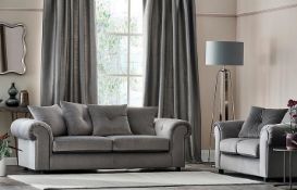 (5) RRP £649. Derby 3 Seater Sofa Grey. Upholstered In A Beautiful Grey Fabric And With The Class...