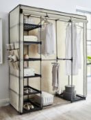 (83) Covered Triple Wardrobe With Storage Cream. Features A Full-Length Hanging Rail, 2 Small Han...