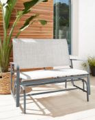 (46) RRP £149. Aruba Rocking Bench Grey. Sun Heat & Weather Resistant Fabric. Dimensions: (H70 x...