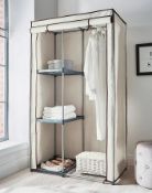 (95) Covered Single Wardrobe With Storage Cream. Features A Full-Length Hanging Rail With 4 Shelv...