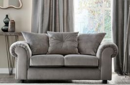 (8) RRP £599. Derby 2 Seater Sofa Grey. Upholstered In A Beautiful Grey Fabric And With The Class...