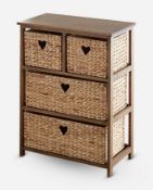 (54) RRP £120. Hyacinth Hearts 2+2 Drawer Unit Natural. Features 2 Small & 2 Large Basket Drawers...