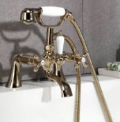 Title: (30/5H) RRP £110. Gordale Bath & Shower Mixer Tap Gold Finish. Quarter Turn Ceramic Disc