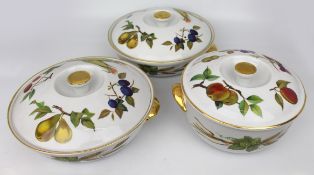 Set of 3 Graduated Royal Worcester Evesham Gold Casserole Dishes