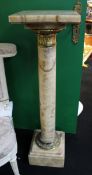 Variegated Marble & Gilt Metal Pedestal Column
