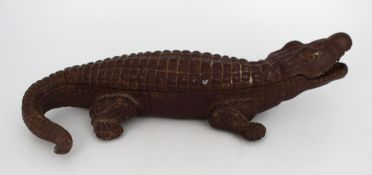 Art Deco Cast Iron Crocodile Cigarette Box
