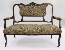 Late Victorian Walnut Framed Upholstered Two Seater Sofa