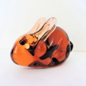 Signed Wedgwood Amber Glass Rabbit c. 1970's