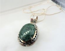 Artisan Sterling Silver Green Amazonite Pendant Necklace