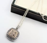 Blue & White Diamond Pendant Necklace with Gift Box