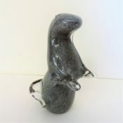 Signed Wedgwood Speckled Grey Glass Otter