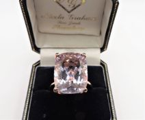 20 carat Rose De France Amethyst Ring in Rose Gold on Sterling Silver