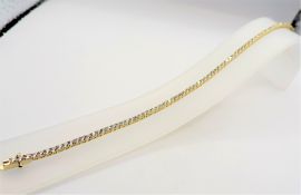 14k Gold on Sterling Silver Cubic Zirconia Tennis Bracelet New with Gift Box