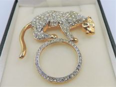 Vintage Crystal Panther Brooch