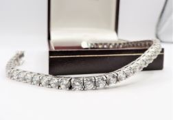 Sterling Silver 43 x 4mm Moissanite Gemstone Tennis Bracelet New with Gift Box