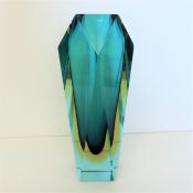 Mid Century Italian Murano Mandruzzato Sommerso Faceted Vase c. 1960's