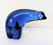 Signed Wedgwood Blue Glass Polar Bear c.1970's