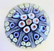Circa 1960's STRATHEARN Millefiori & Latticinio 9-Spoke Paperweight.