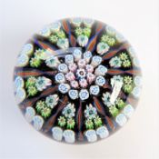 Vintage Millefiori Cane 11 Spoke Glass Paperweight.