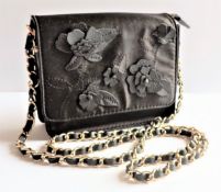 Vintage Parfois Silk & Leather Shoulder Bag
