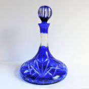 Bohemian Crystal Decanter Cobalt Blue